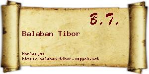Balaban Tibor névjegykártya